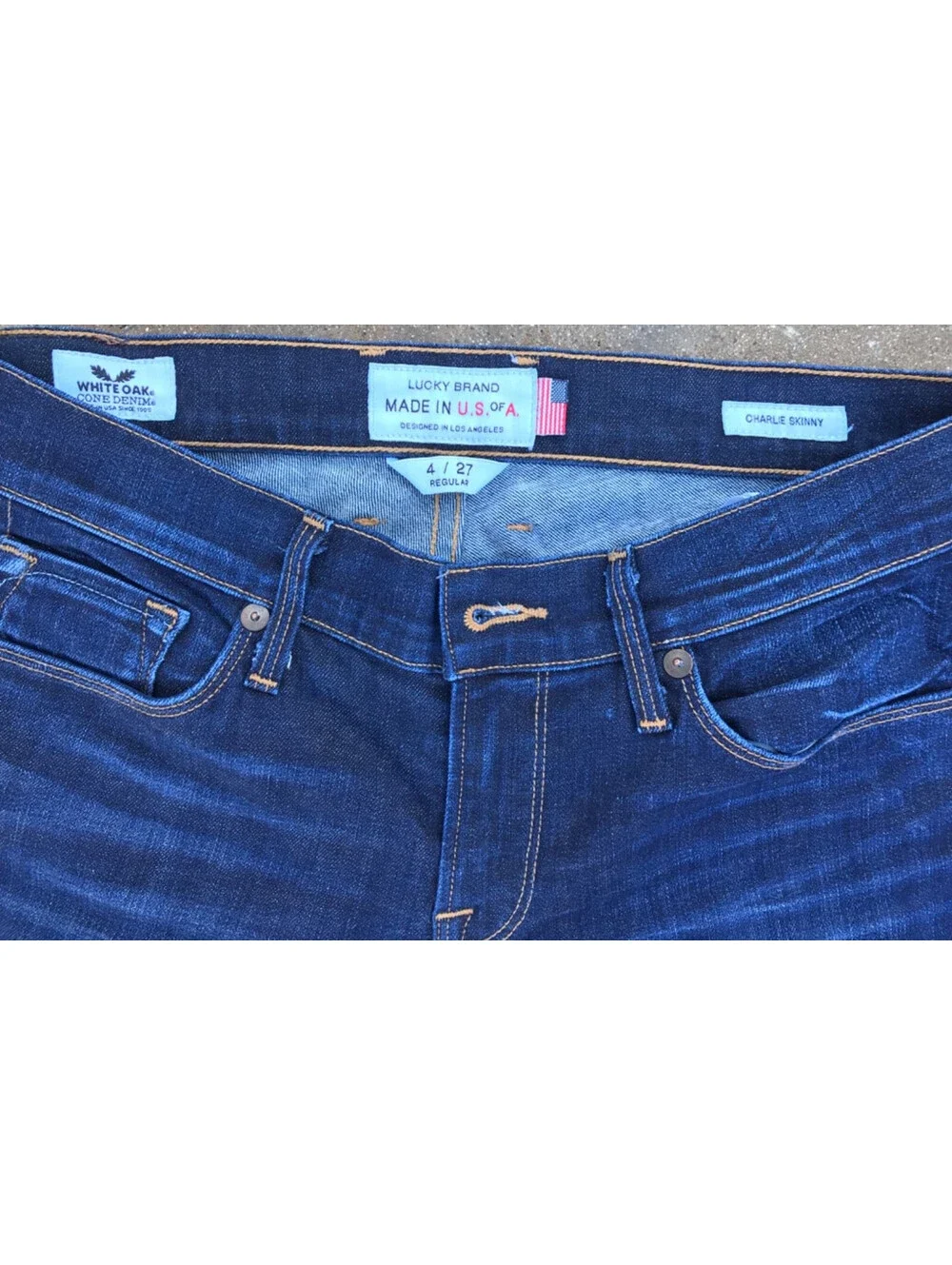 Lucky Brand White Oak Cone Denim Lolita Skinny Jeans 4/27 Made USA fit 28Wx32L